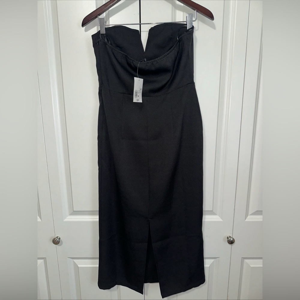 Forever 21 Lightweight Strapless Bodycon Midi Dress M Black NWT - Picture 4 of 4